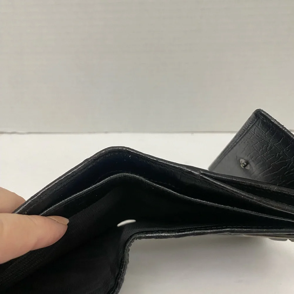 Gucci Black GG Monogram Wallet with Silver Horsebit Ring Clasp
